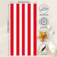 大号粉色条纹沙滩巾，加厚防沙柔软毯，适用于游泳池、沙滩，可用作沙滩巾、浴巾、女士披肩，数码印花速干浴巾，双面抓绒速干浴巾，可爱粉蓝条纹超强吸水运动毛巾，便携式沙滩巾，马拉松健身速干毛巾，防水、防沙、防尘，沙滩必备，情侣沐浴巾 - 彩色 - 查看 28