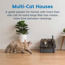 IRIS USA Caja de Arena para Gatos Extra Grande con Protección contra Derrames Caja de Arena Alta con Abierto Superior Gris - Gris - Ver 7