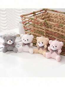 5个卡通领结泰迪熊毛绒玩具，可DIY钥匙扣、包包挂件，适合情人节、毕业派对、生日礼盒、婚礼派对装饰、生日派对DIY装饰、包包钥匙扣挂件、圣诞节、儿童派对礼物、儿童礼物、泰迪熊 - 彩色 - 查看 10