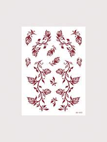 1pc Flower Hanne Tattoo Stickers For Women, Hand ,Leg And Body Art Disposable Temporary Tattoos ,For Women Fake Henna Stickers Waterproof For Festival Wedding Body Art - Burgundy - View 7