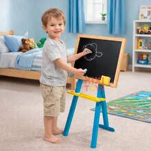 Pizarra de juegos Para Aprendizaje, Dibujo Incluye 12 gises de colores + Borrador - Café integral - Ver 5