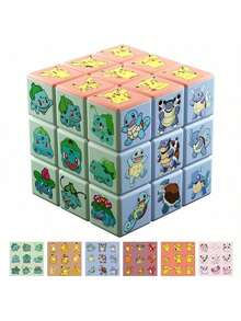 3x3 Pikachu Pokemon Cube Puzzle, Stress Relief Toy, Random Pattern, Birthday Gift For Teens & Adults - Multicolor - View 1