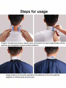 1/5卷白色一次性颈带，美发沙龙剪发颈部保护纸，弹性颈部保护纸，适合美发师或家庭使用 - 白色 - 查看 3