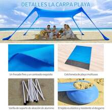 CYPNToldo de Playa UPF50+ toldo de Playa Tienda de Playa Portátil con tapete de Playa Palas de Arena con 4 Bolsas de Arena y 4 Postes de Estabilidad Carpa de Playa Apto para Playa CampingFashion - 219614678 - Ver 4