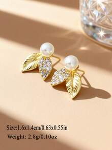 A Pair Of Elegant And Sweet Ladies' Earrings With A Unique Design, Featuring Zirconia - Adorned Flowers And Imitation Pearls, Exuding A Sense Of Fashion And Luxury. - Multicolor - View 11