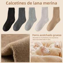 Pack de 5 Calcetines de Lana Térmicos para Mujer y Hombre, Antiolor, Ultra Cálidos, Suaves y Antifricción - Invierno, Senderismo o Hogar,40046381 - Blanco - Ver 5