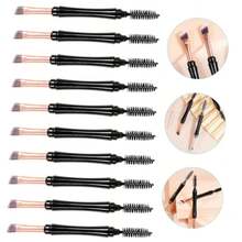 WOONEKY Kit de 10 piezas de brochas de maquillaje de doble extremo para cejas y pestañas, portátil, con tapa, ligero, separador de pestañas y aplicador de cejas para aplicación de maquillaje de ojos - Blanco - Ver 3