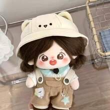 Ensemble de vêtements pour poupée de 20 cm, chapeau d'ours mignon et ensemble de pantalon bavette, ensemble de vêtements, convient pour habiller les poupées, accessoires adorables, costumes de jouets, cadeaux de fête, cadeaux d'anniversaire (poupée non incluse) - Multicolore - Voir 2