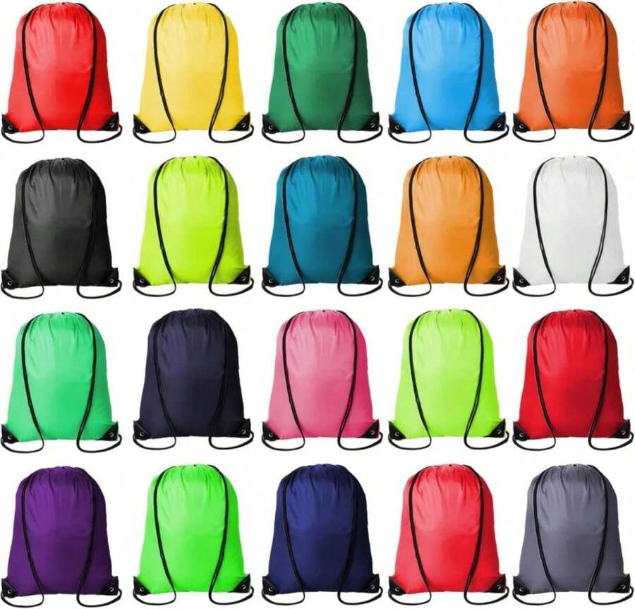 Kuhome 20Pcs Drawstring Backpacks Bulk String Bag Cinch Sack Pack Storage Knapsack Polyester Gift Bags Sports Drawstring Bags For Trip Gym Party Bags(20 Colors) - ColorB - 查看 1