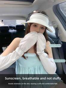 Women's Anti-UV Arm Sleeves, Loose Fit Breathable Fingerless Gloves For Driving, Summer