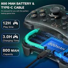 BONJDYOR Transparent Wireless Gamepad With RGB Lighting, 6-Axis Gyroscope, 360-Degree High-Precision Joystick, Dual Vibration, Compatible With Switch OLED/Lite, PC, Android, IOS Devices - Clear - View 11