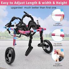 Silla de ruedas para perros silla de ruedas ajustable para patas traseras con correa para perro carros ligeros para perritos/perritos con ruedas para mascotas pequeñas extremidades traseras patas - Rosado - Ver 2