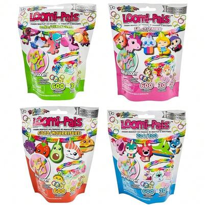 CYPNRainbow Loomi-Pals Collectible paquete de 4 unidades: Zoo Dino Hada Comida 4 kits de pulseras de abalorios diseño y creación a partir de 7 años pequeñoFashion