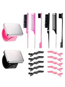 18 件套美发造型工具，包括 2 个磁性腕带、6 个造型梳、10 个宽齿鳄鱼夹，让您自由打造各种发型。 - 彩色 - 查看 6