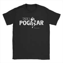 Camisetas casuales Tadej Pogacar ATTACK para hombres, cuello redondo, manga corta, ropa de ciclismo, ropa de verano de algodón - Negro - Ver 1
