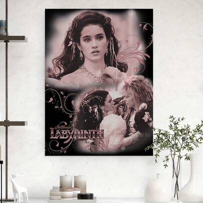 1 件复古迷宫电影海报帆布艺术印刷品 - 复古电影墙装饰，细节精致，适合客厅、卧室、电影爱好者和复古咖啡馆，精细的艺术作品，完美的房间装饰，无框。