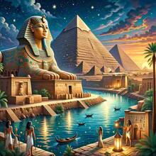 高品质5D钻石画套装，埃及风格，多种尺寸可选，钻石画艺术套装，5D全钻DIY钻石画，全钻艺术工艺品，包装精美，适合家居装饰，客厅、厨房、卧室墙面装饰，礼品，休闲娱乐，馈赠亲友的完美之选 - 彩色 - 查看 10