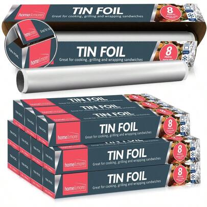 12 Pack Aluminium Kitchen Foil Rolls | Bulk 96m Catering Tin Foil Multipack | Non-Stick Foil Roll For Wrapping, Grilling, Baking, Roasting & BBQ | Heavy-Duty Silver Foil Sheets 8m X 44cm | Food Storage & Small Business Essentials