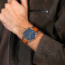 Fossil Men's Quartz Leather Three-Hand Watch, Stainless Steel Case/Scratch-Resistant Glass FS5401/FS5404/FS5504