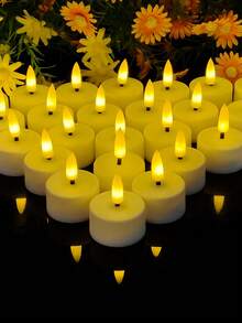 6/12/24 Stück LED Teelichter mit Fernbedienung, flackernde flammenloses Teelichter, batteriebetriebene Kerzen für Heim-Dekoration, Hochzeit, Party, Esszimmertisch, Hof, Garten, Valentinstag, Geschenk, Kerzenerwärmer, Abendessen - Weiss - Übersicht 3