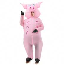 Valentine's Day Sweet New Pose! Pink Pig Inflatable Costume, Couples Funny & Sweet Photo Prop Cartoon Fabric
