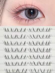 80pcs 10-Row High Capacity Handpainted Fox-Themed New Chinese Style Soft Natural B-Curl False Eyelashes - B - View 2