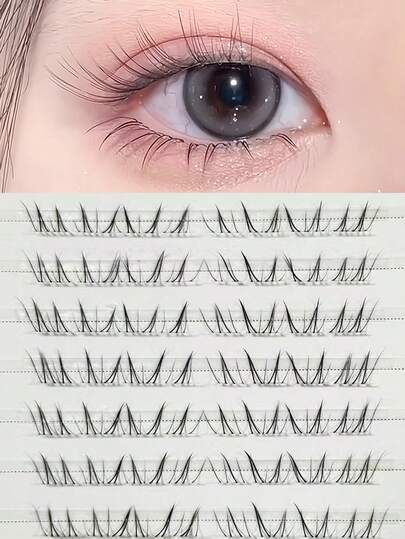 80pcs 10-Row High Capacity Handpainted Fox-Themed New Chinese Style Soft Natural B-Curl False Eyelashes