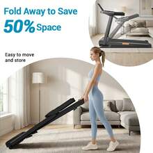 UMAY Fitness Folding Treadmill With Incline, Electric Treadmill For Home Exercise, 3.0 Horsepower Quiet Brushless Treadmill, 8.7 MPH, 300 Lbs - 黑色 - 查看 4