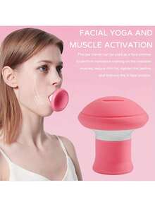1 PCS Facial Yoga Trainer & Jawline Exerciser - Ergonomic Face Toner For Double Chin Reduction, Skin Tightening & V-Shape Jawline, Anti-Aging Facial Workout Tool For Women & Men - 粉色 - 查看 2