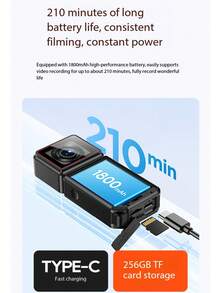 Cámara de pulgar Ultra HD 5K, Cámara corporal de 30fps, Cámara de bolsillo 5K, Cámara deportiva portátil con WiFi, Tarjeta TF de 128G, La cámara perfecta para vlogging - Negro - Ver 9