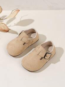 1 Pair Unisex Kids' Fashionable Minimalist Flat Shoes, 2026 Spring/Autumn/Winter New Comfortable Non-Slip Casual Leather Shoes, Toddler/Baby Shoes, Suitable For School, Outdoor, Recommended For Back To School Season - Khaki - View 3
