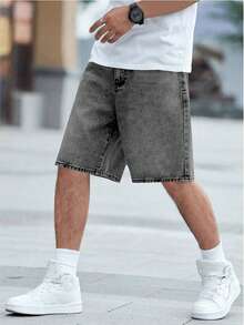 Quần short denim ống đứng dáng thường ngày cho bé trai, phong cách thời trang đường phố sinh viên. - Xám - Xem 4