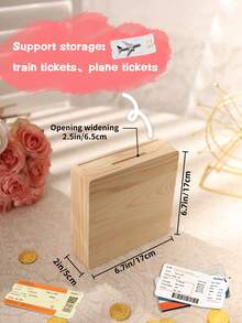 1 pieza Hucha de madera personalizada, con nombre y logotipo personalizables, 2 opciones de tamaño, 50 patrones de dibujos animados, adecuada para decoración de boda, Día de San Valentín, decoración de dormitorio, decoración del hogar, aniversario, decoración de habitación, caja de almacenamiento, regalo de cumpleaños - Color albaricoque de la madera - Ver 10