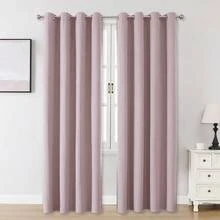 1pc/2pcs Linen-Like Blackout Curtains, Available In Multiple Sizes For Bedroom, Living Room, Home Theater, Dining Room, With Tie-Back Curtain Panels - Dusty Pink - View 31