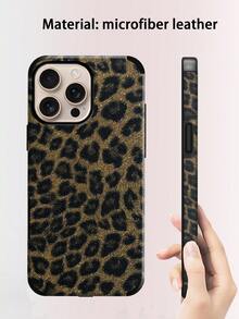 1pc Leopard Print PU Soft Leather Anti-Fall Anti-Shock Phone Case With Sound Amplifier Design, Compatible With IPhone 17 Pro Max/16 Pro Max/16 Plus/13 Pro Max/14 Pro Max 13 14 11 12 Pro 11/15 Pro, Galaxy S24 Ultra, Holiday Gift - Bronze Gold - View 2