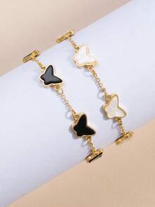 2pcs/Set Fashionable Classic Butterfly Shaped Bracelet Set - Multicolor - View 2