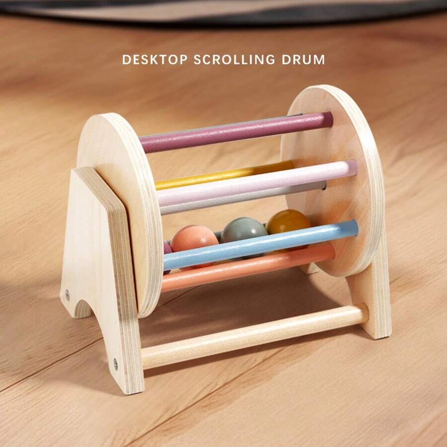 Wooden Rainbow Rolling Ball Toy, Baby Early Education Puzzle Toy, Colorful Track Rolling Ball, Promotes Hand-Eye Coordination Development