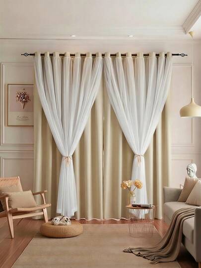 1/2 Paños largo132/160/214cm Cortinas Blackout de Estrellas de Doble Capa en Color Sólido, Cortinas Opacas con Orificios Translúcidos para Ventana, Aislamiento Térmico y Acústico, Tela Suave y Gruesa con Ojales para Barra, Decoración Cálida para Sala y Dormitorio, Largo 132/160/214 cm, Colores Rosa, Beige y Negro