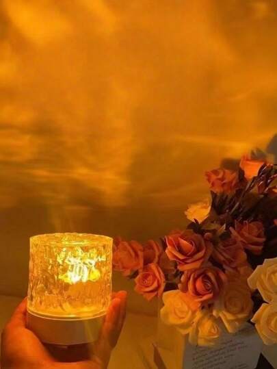 1pc 16 Color LED Night Light With Remote Control - Creative Wave Projection Lamp, USB Powered, Suitable For Home And Dorm Decor, Ideal Gift For Birthday And Holidays, LED Bedroom Light, Stage Projection Light