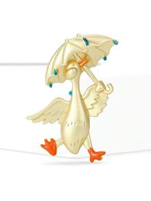 Luxury Enamel Open Umbrella Duck Brooches - Animal Pins For Women Casual Party Jewelry Accessories / Friends Gifts Badges Decoration - Duck Holding an Umbrella - View 1