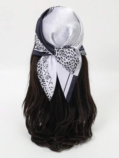 1 st enkel tryckt 70 cm fyrkantig halsduk, ny vårbandana för kvinnor, mångsidig midjebälte, väskdekor, pannband, moderiktig halsduk