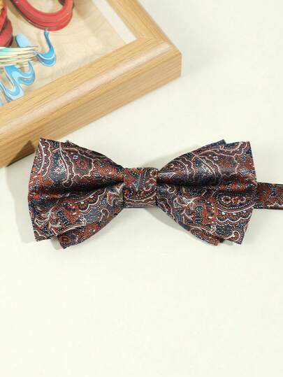 男士时尚波西米亚风双层领结，佩斯利花纹，红/绿/棕三色可选，适合派对和节日装扮