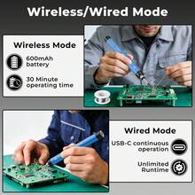 HX8 焊接套件，ILIBILIB 5V2A USB 接口 8W 可调温电烙铁 300-420°C，内置电池可无线操作 30 分钟，快速加热智能焊接套件，适用于 DIY 电子产品，智能睡眠模式，包含 2 个可更换焊嘴和 USB-C 充电线。 - 藍色 - 查看 5