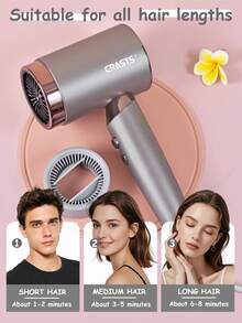 CRASTS 家用大功率吹风机，风力强劲，温和护发，快速干发，冷热风两用，便携式旅行吹风机，静音运行，带集风嘴 - 查看 9