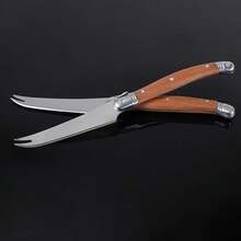 Juego de cuchillos de queso Jaswehome Laguiole, cuchillo de punta, madera de sapeli natural, rebanador multifuncional, cuchillo de queso suave y semiduro - 4 piezas - Ver 5