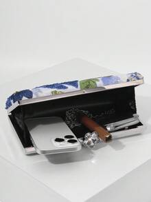 Túi xách đeo chéo thanh lịch, bóng bẩy, họa tiết lá và hoa nhiều màu sắc, túi dự tiệc dây xích cổ điển, túi xách mini hình hộp vuông, phù hợp cho các cô gái dự tiệc, cô dâu, sinh viên đại học, người trẻ chuyên nghiệp, đa năng cho các bữa tiệc, dạ hội, đám cưới, phối hợp hoàn hảo với các phụ kiện dự tiệc, họa tiết được gửi ngẫu nhiên. - Màu xanh Bạc hà - Xem 5