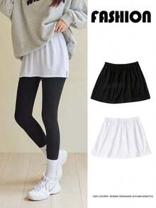 1pc Elastic Waist Extender, Women Shirt Extender, Adjustable Layered Fake Skirt Hem Extender - White - View 2