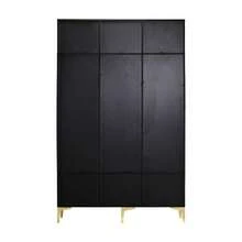 Wardrobe Set With Bench, Multifunctional Storage Bench, Open Storage, 6 Hooks And Gold Legs, Suitable For An Entryway Or Living Room, White, W 120/D 40/H 191.5 Cm - 黑色 - 查看 5