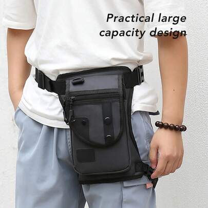 Grade Waist Pack: Stylish, Spacious, Waterproof, Made Of Oxford Fabric, With A Leg Opening For Comfortable Outdoor Adventures. Breathable Design In Black, One Size Fits All.