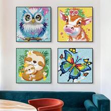1 Set Cartoon Animal Diamond Painting Kit, Sparkling Diamond Mosaic Art Set, DIY Room Decor Diamond Painting, Kids Holiday Craft Supplies, Includes Canvas, Diamond Bags, Tools, Size 6.69in*6.69in, Suitable For Home Wall & Desk Decor, Kids Party Favors, Holiday & Festival Gifts For Friends - Multicolor - View 2